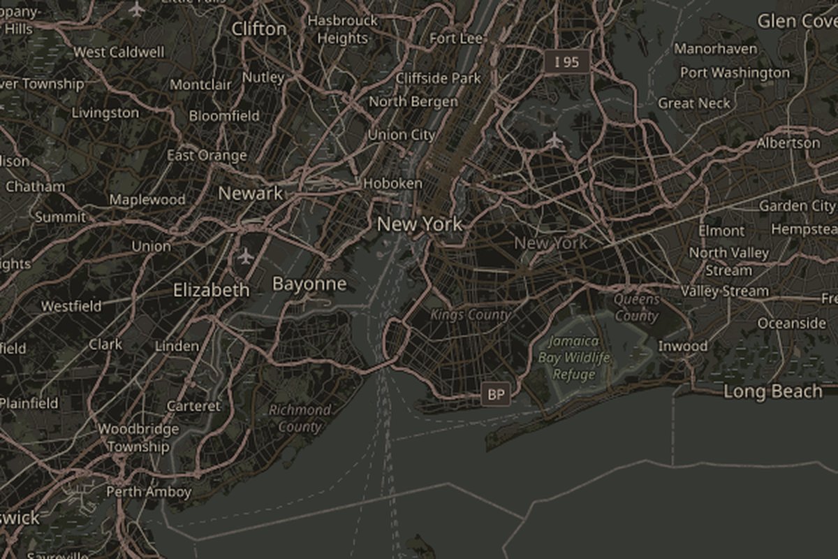 Map of New York City, New York; marker identifies the named place, not the photo spot