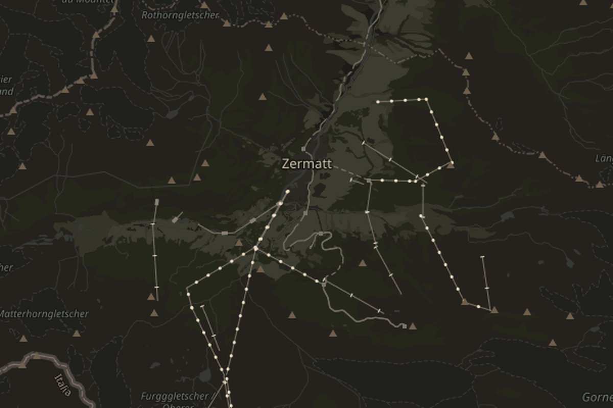 Map of Zermatt, Switzerland; marker identifies the named place, not the photo spot