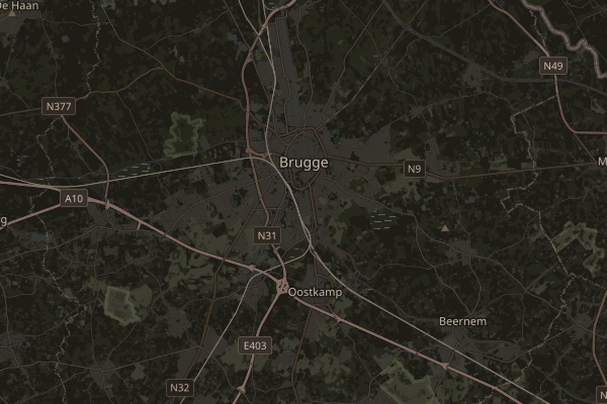 Map of Bruges, Belgium; marker identifies the named place, not the photo spot